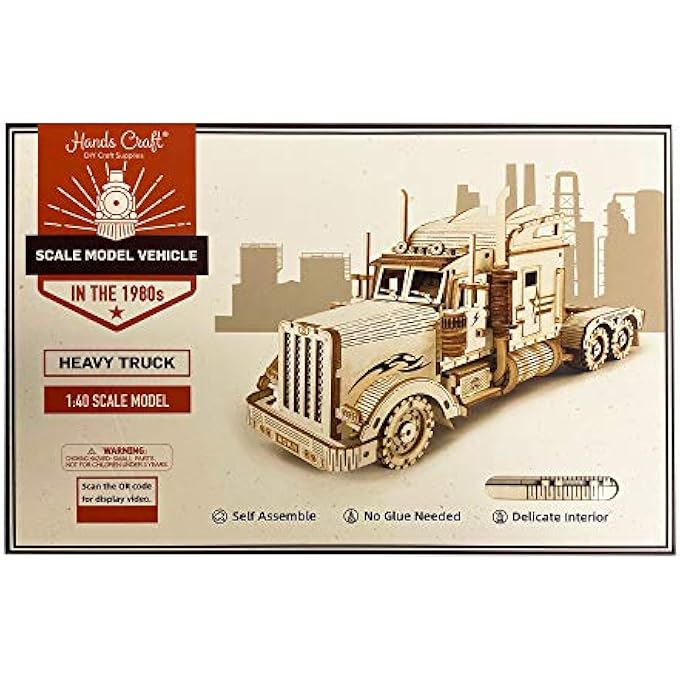 DIY 3D WOODEN PUZZLE  TRUCK VEHICLE LASER CUT ASSEMBLY 1:40 SCALE MODEL BUILDING KIT BRAIN TEASER EDUCATIONAL STEM TOY ADULTS AND TEENS TO BUILD SAFE AND NON-TOXIC WOOD MC502A - Image 3